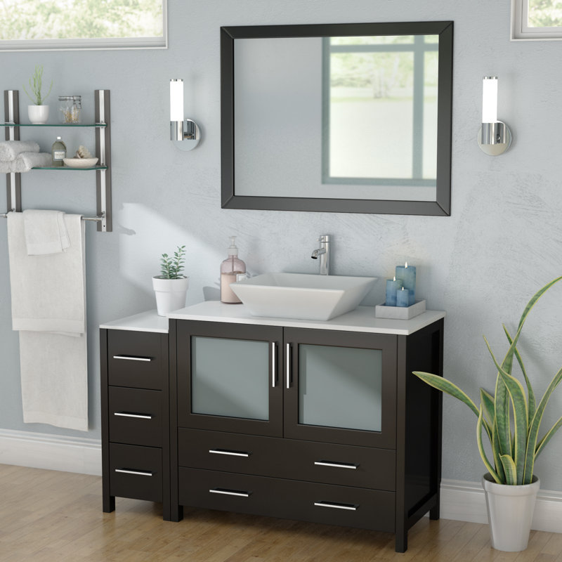 Wade Logan® Karson 47" Single Bathroom Vanity Set with Mirror & Reviews